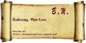 Baksay Martos névjegykártya